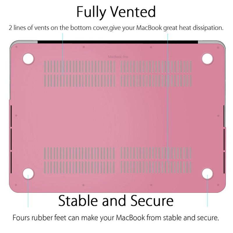 UESWILL 3 in 1 Matte Hard Case Compatible with MacBook Pro (Retina, 13 inch, Late 2012/2013/2014/Early 2015), Model A1425 / A1502, NO CD-ROM + Keyboard Cover and Screen Protector, Pink - Image 4